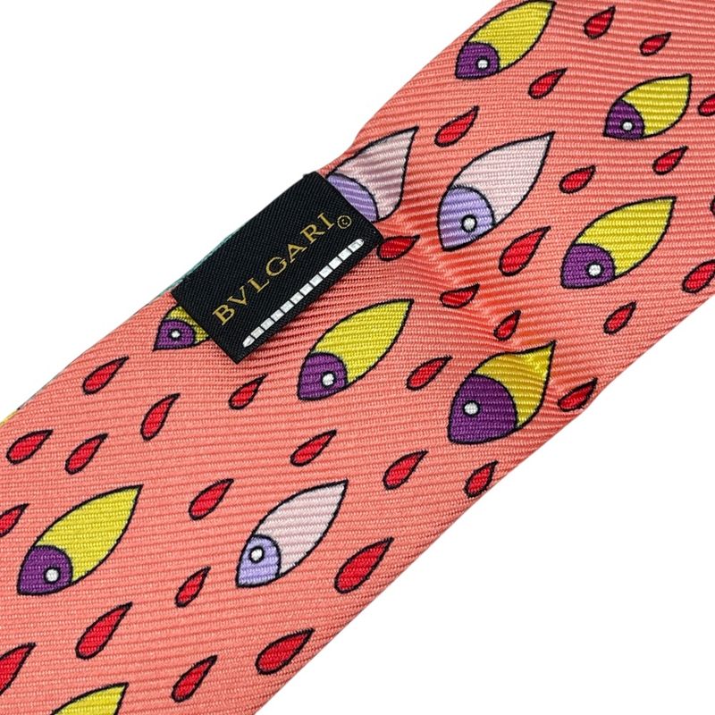 Bvlgari Lappi Scarf Twilly Ribbon All Over Pattern Purple Pink Multicolor