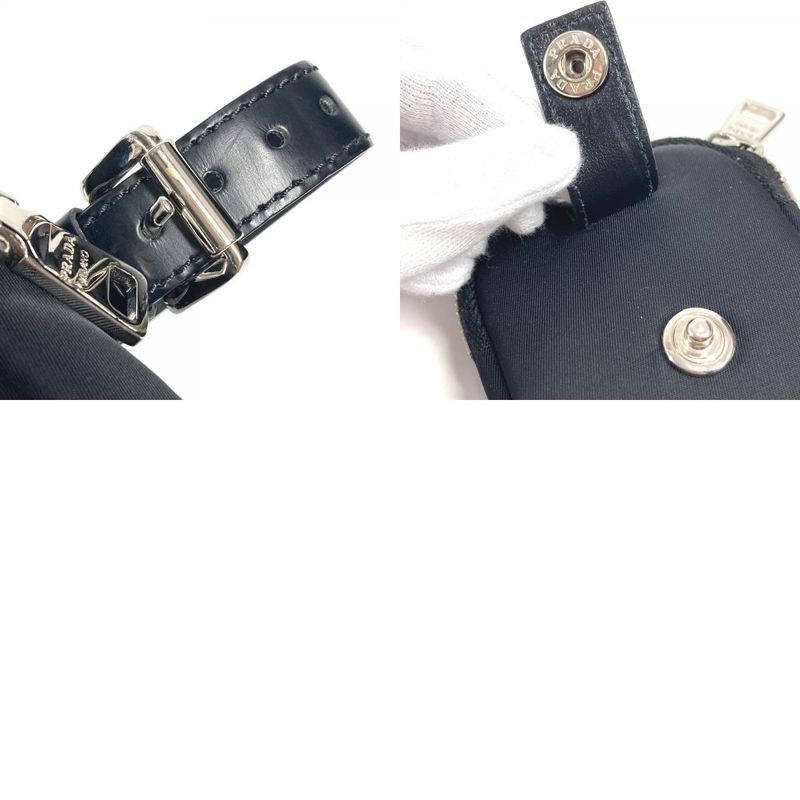 Prada Pouch Triangle Logo Leather Nylon Black