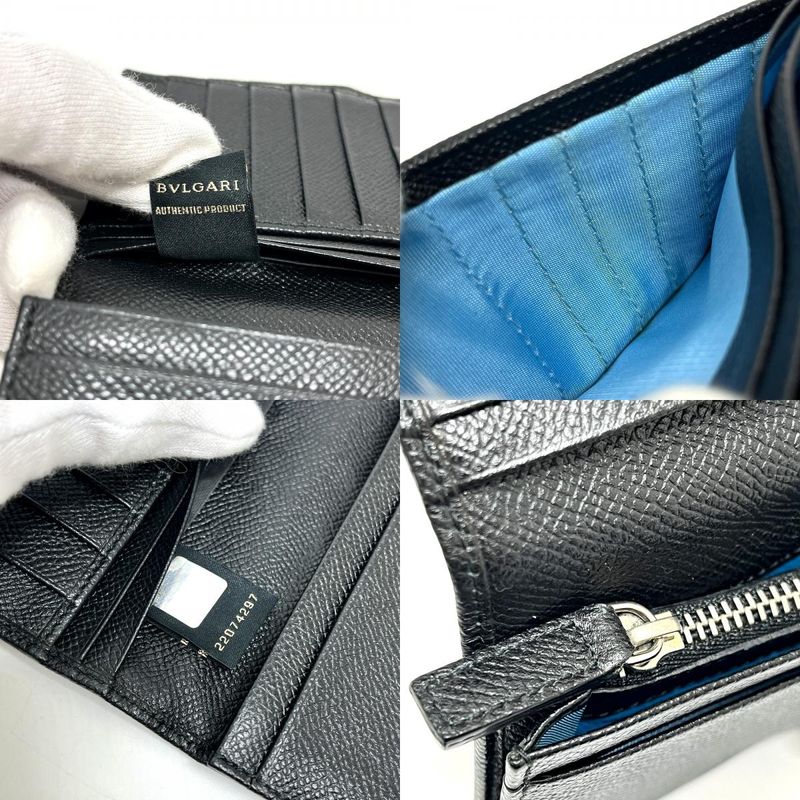 Bvlgari Wallet Logo Clip Leather Black X