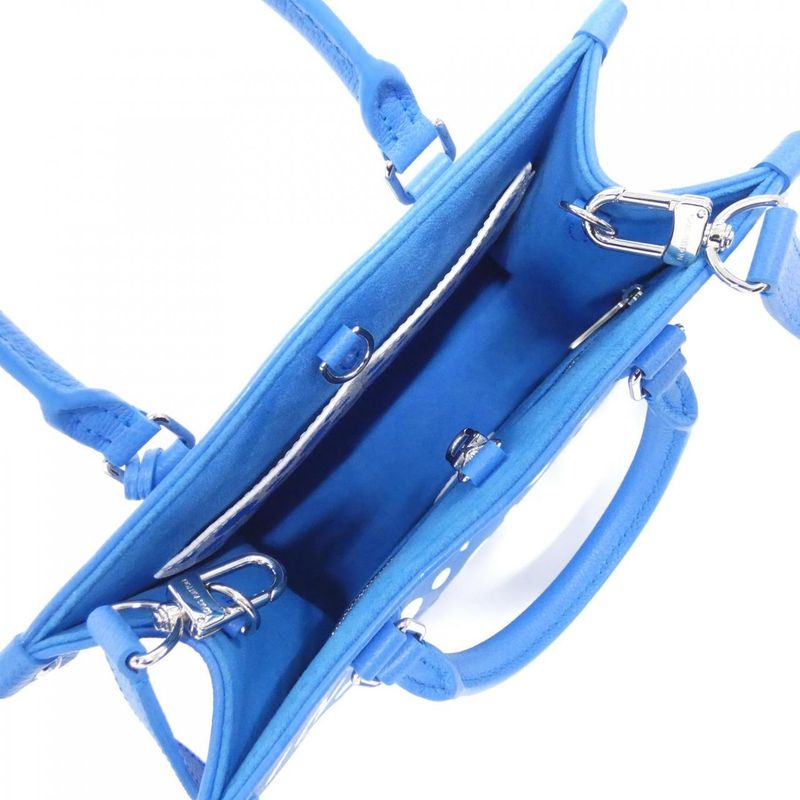 Louis Vuitton Monogram Empreinte on the Go PM Tote Bleu Blanc