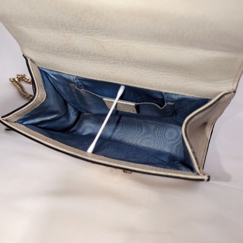 Gucci Leather Bi Star White Padlock Chain Shoulder Bag