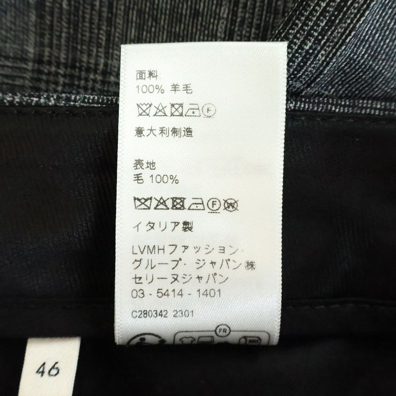 Celine Jaggy Check Wool Slack Pants Gray