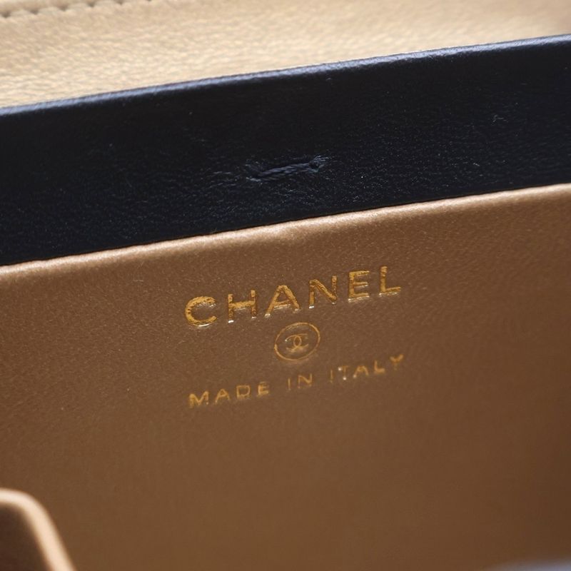Chanel Quilted Mini Vanity Shoulder Bag Black Lambskin Gold