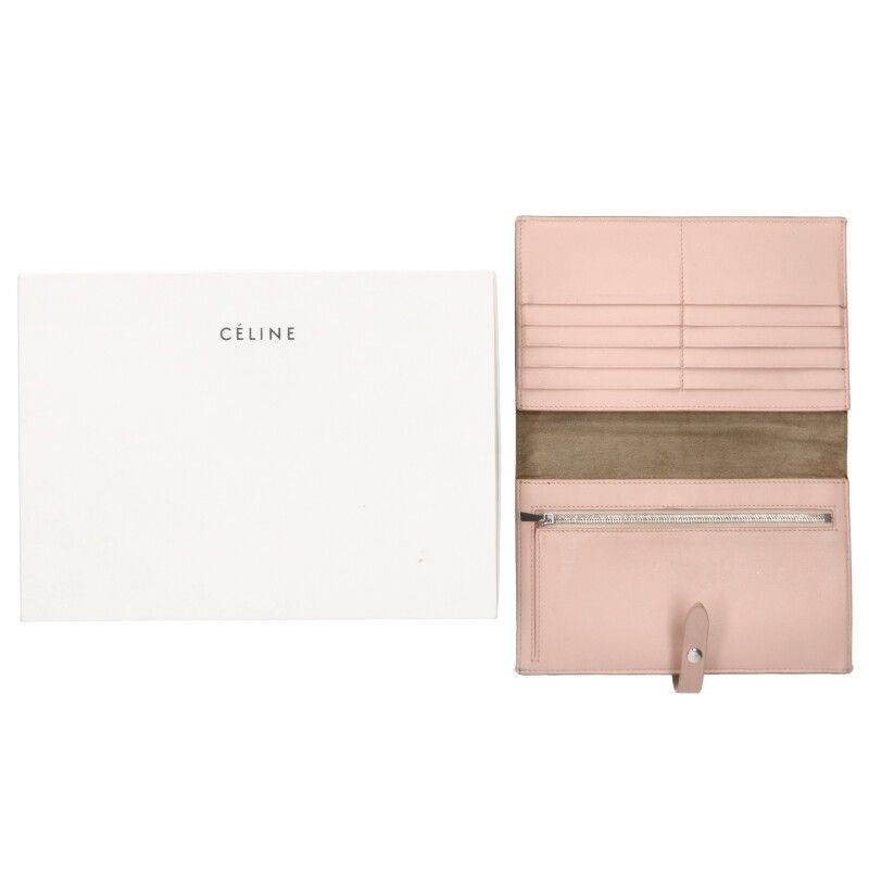 Celine Large Strap Wallet Beige Pink