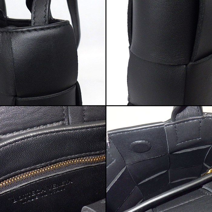 Bottega Veneta Shoulder Bag Cassette Mini Tote Black Lambskin Gold