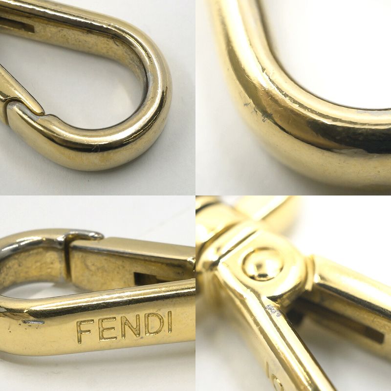 Fendi Strap You Brown Mini Gold Leather Hat