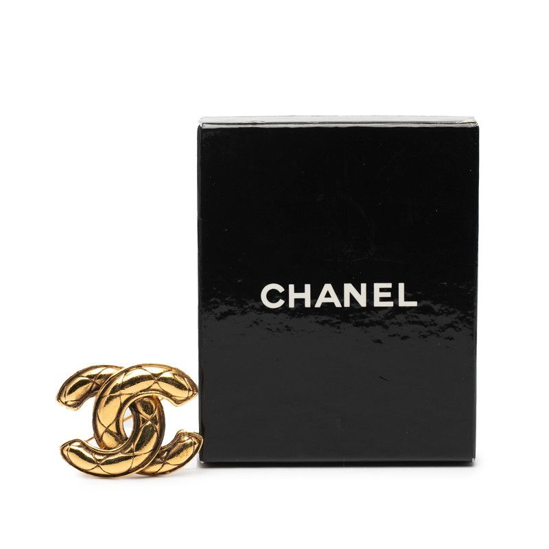 Chanel Quilted CC Logo Gold Plated Brooch