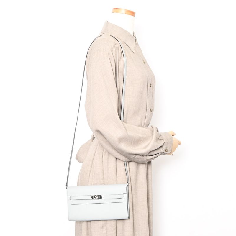 Hermes Shoulder Bag Kelly to Go Blue Glacier