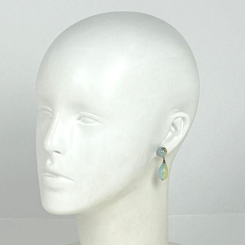 Chanel CC Logo Earrings Swing Plastic Silver Plated Blue Silver-blue-yellow