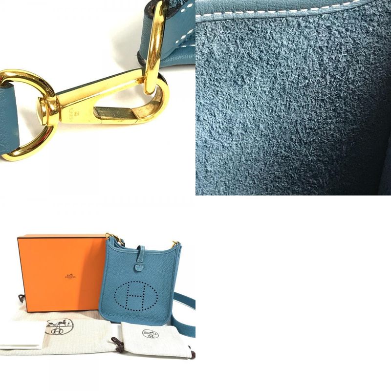 Hermes Shoulder Bag Evelyne TPM 16 TPM Taurillon Clemence New Blue