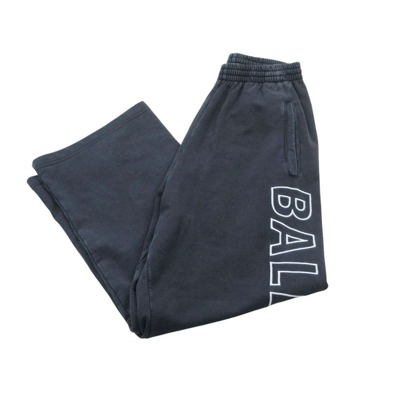 Balenciaga Sweatshirt Baggy Pants Side Logo Embroidery Jersey Gray XS