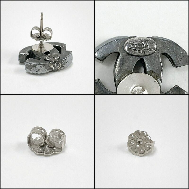 Chanel Earrings CC Mark Antique Metal