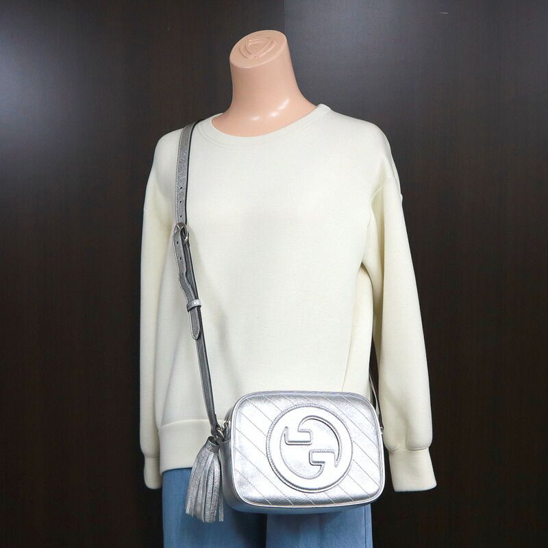 Gucci Blondie Small Shoulder Bag Silver Leather :silver