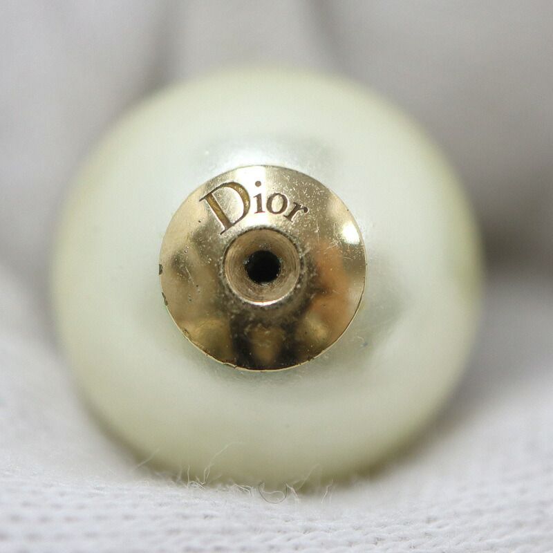 Dior Earrings Costume Pearl Gold Plated