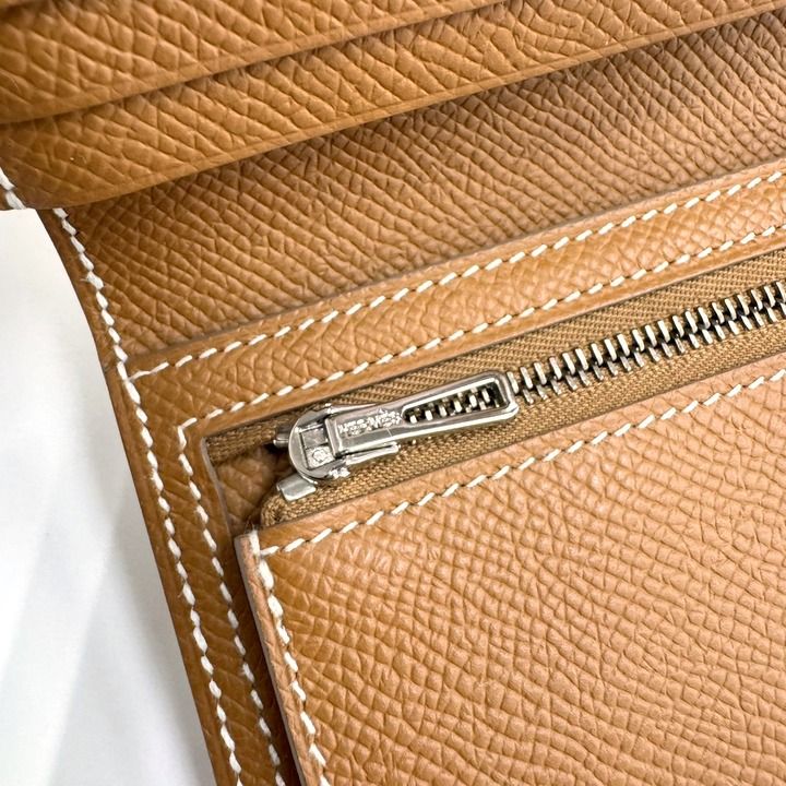 Hermes Bearn Souffle Verso Bifold Wallet Cles Gold Epsom Silver Cles X