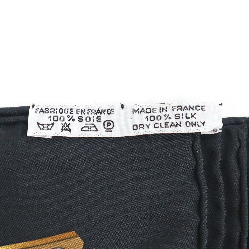 Hermes Carre 90 Chiefs’ Gold L’Or Des Chefs Black Silk Scarf X