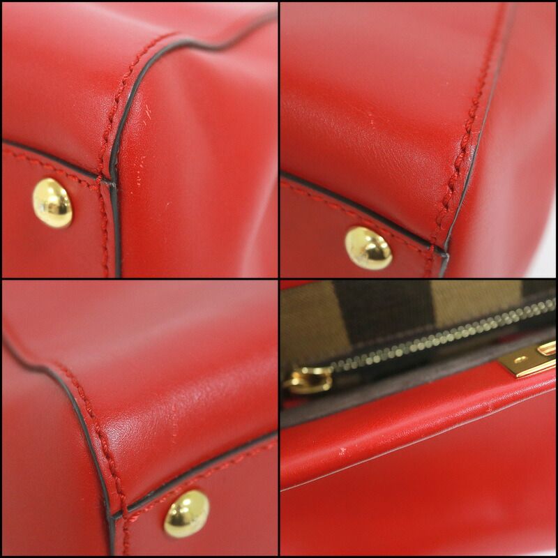 Fendi Peekaboo Shoulder Bag Leather Scarf :red