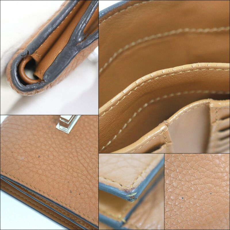 Fendi Peekaboo Wallet Beige Leather
