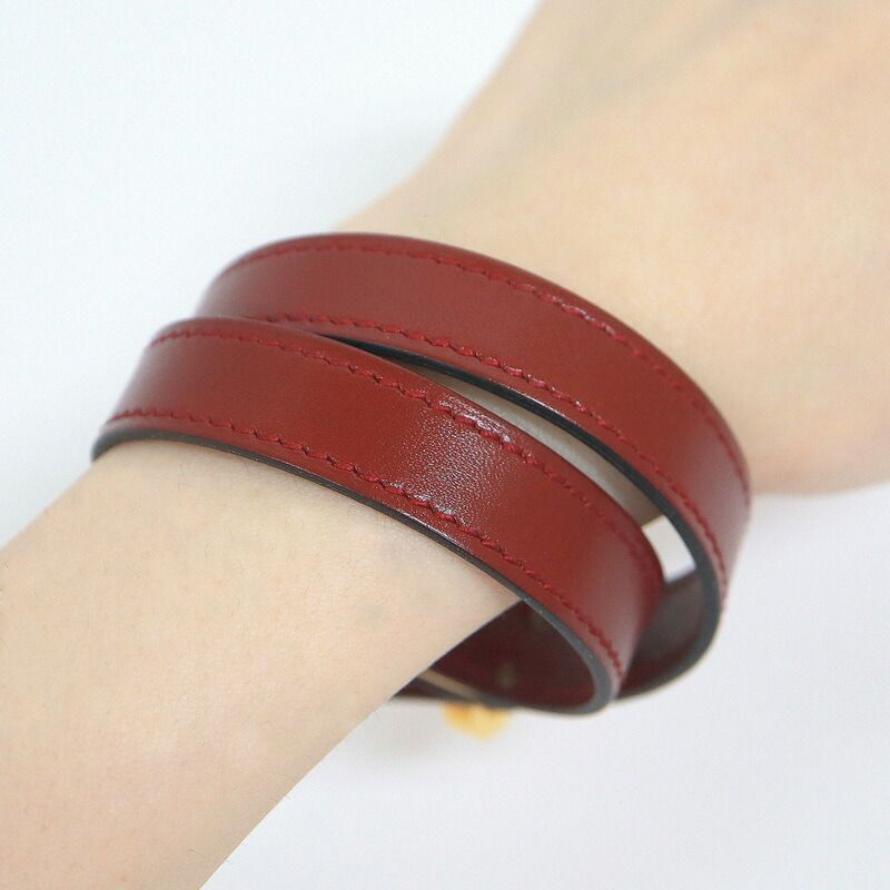 Hermes Kelly Double Tour Bracelet Leather Rouge Ash Gold : Rouge Ash