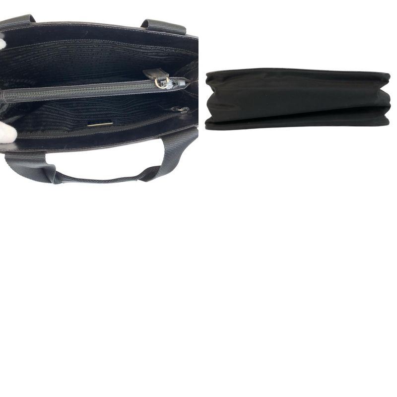 Prada Tessuto Black Silver Leather Nylon Tote