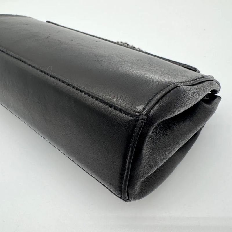 Chanel Shoulder Bag 2.55 Leather Black Chain with Turnlock Shield Card