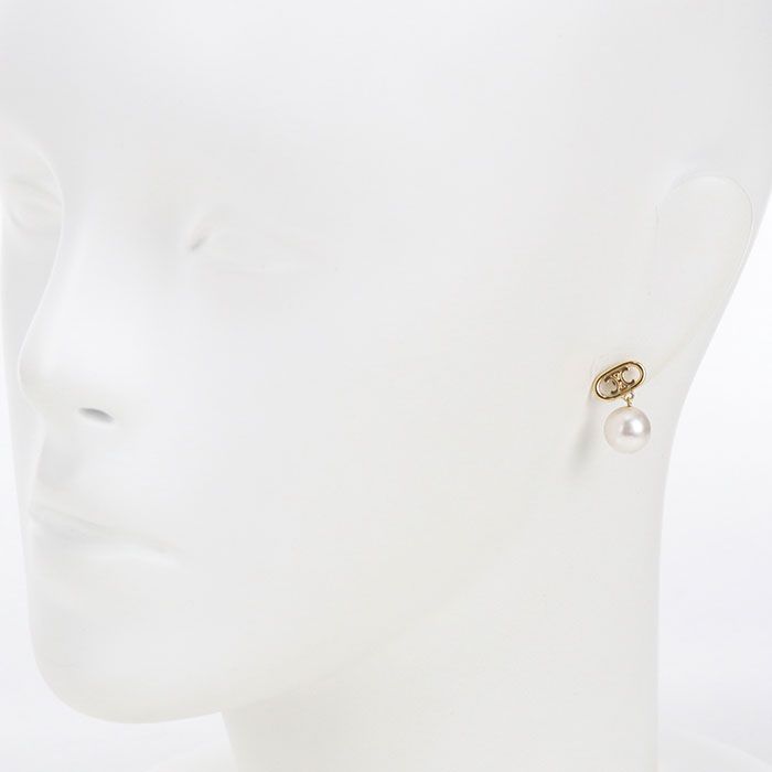 Celine Pearl Triomphe Earrings Metal