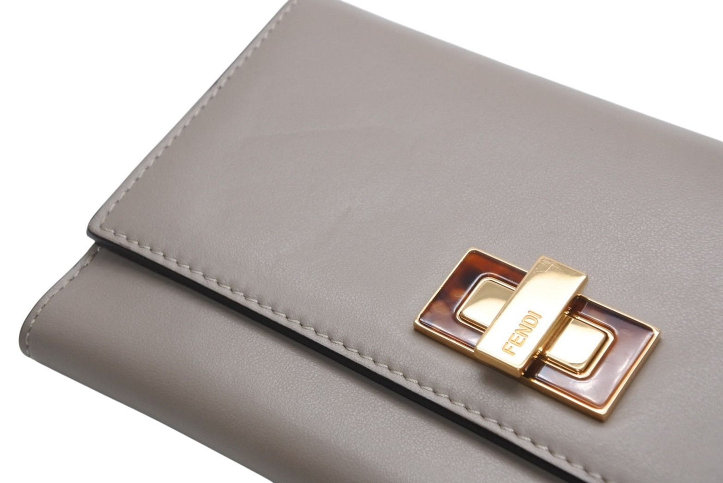 Fendi Peekaboo Continental Wallet Leather Greige Tortoiseshell — view 8