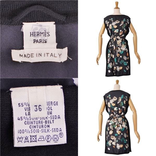 Hermes Dress Belted Knit Sleeveless Silk