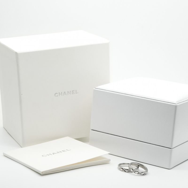 Chanel Quilted Coco Crush Ring Silver Wedding Pair Marriage