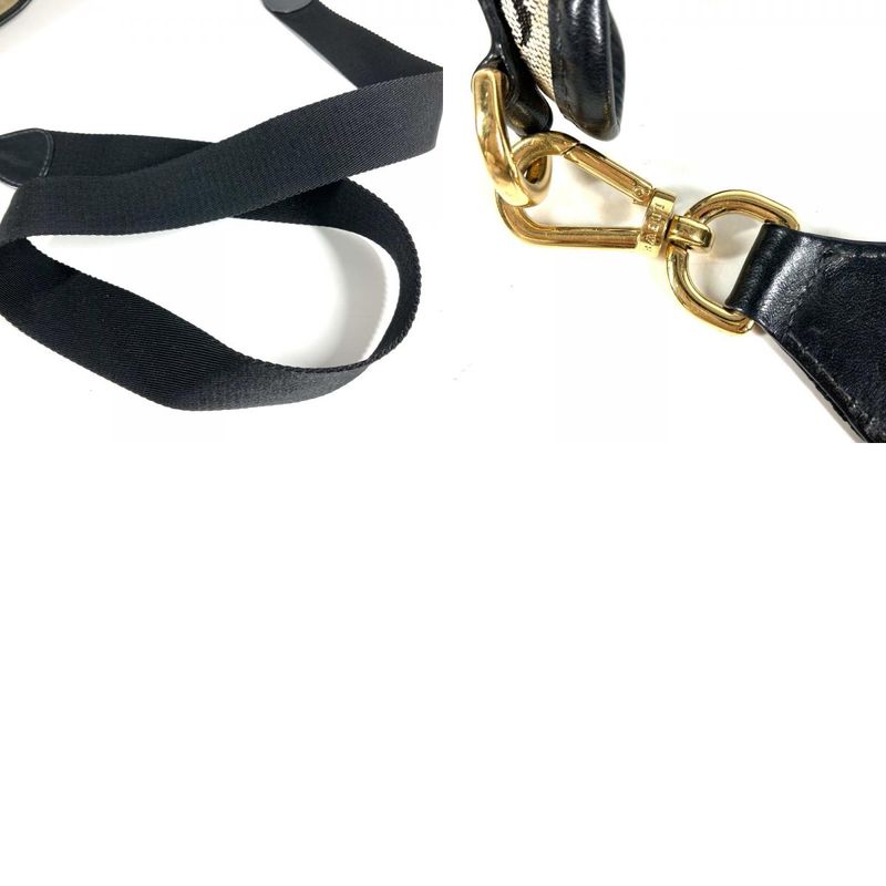 Loewe Shoulder Bag Padlock Logo Leather Canvas Black Gray