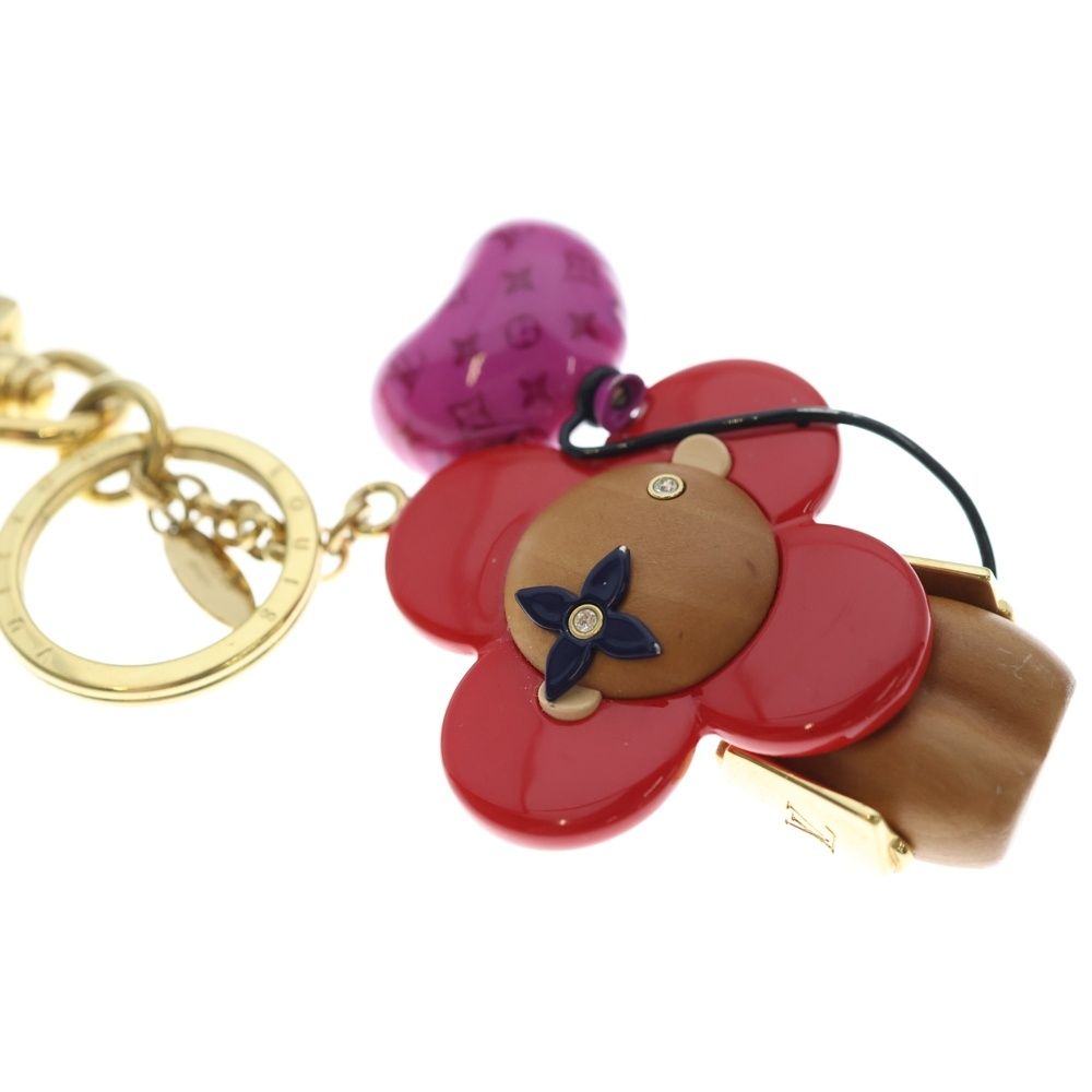Louis Vuitton Monogram Porte Cles Vivienne Key Holder Wood Red Brown — view 6