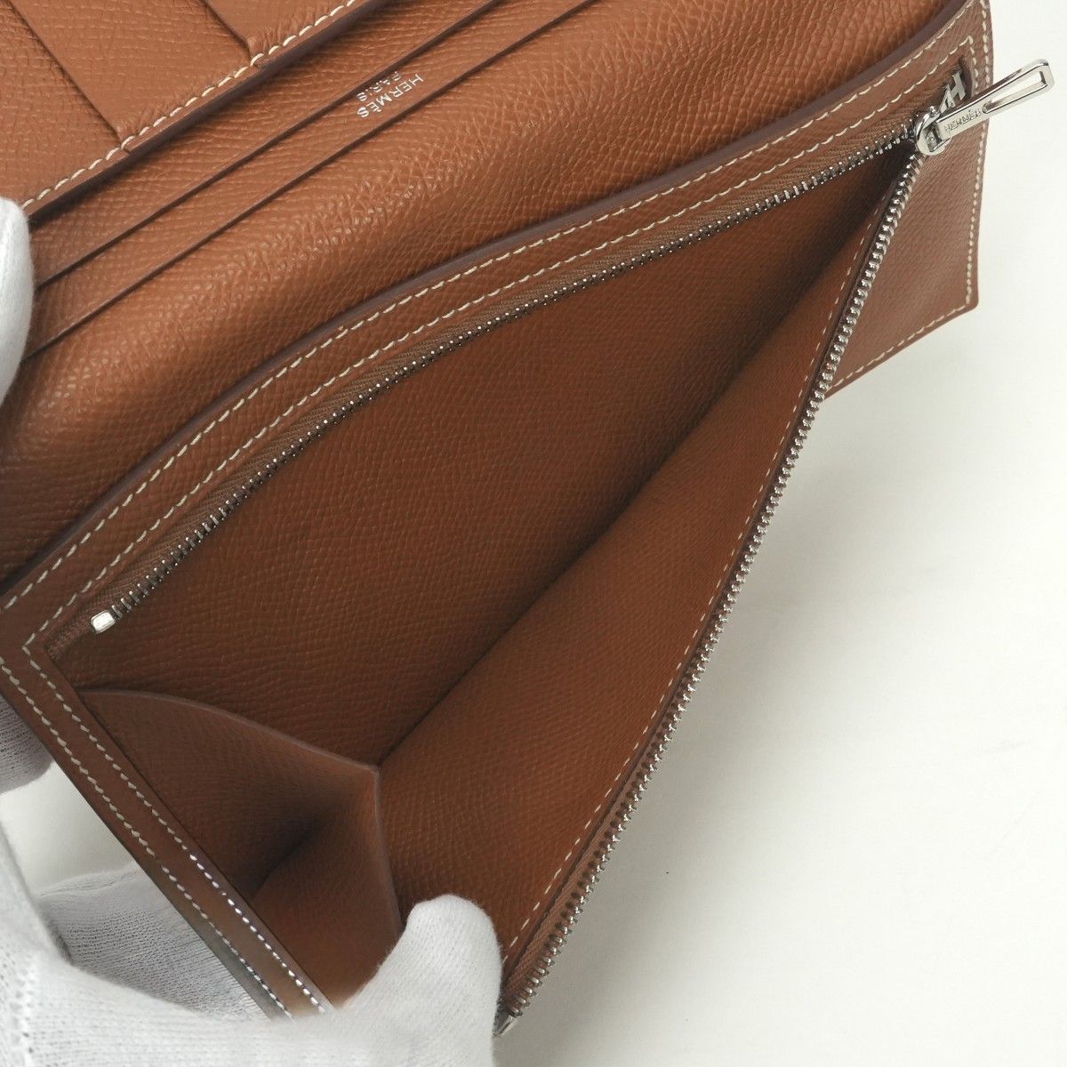 Hermes Bearn Souffle Wallet Epsom Gold Brown — view 8