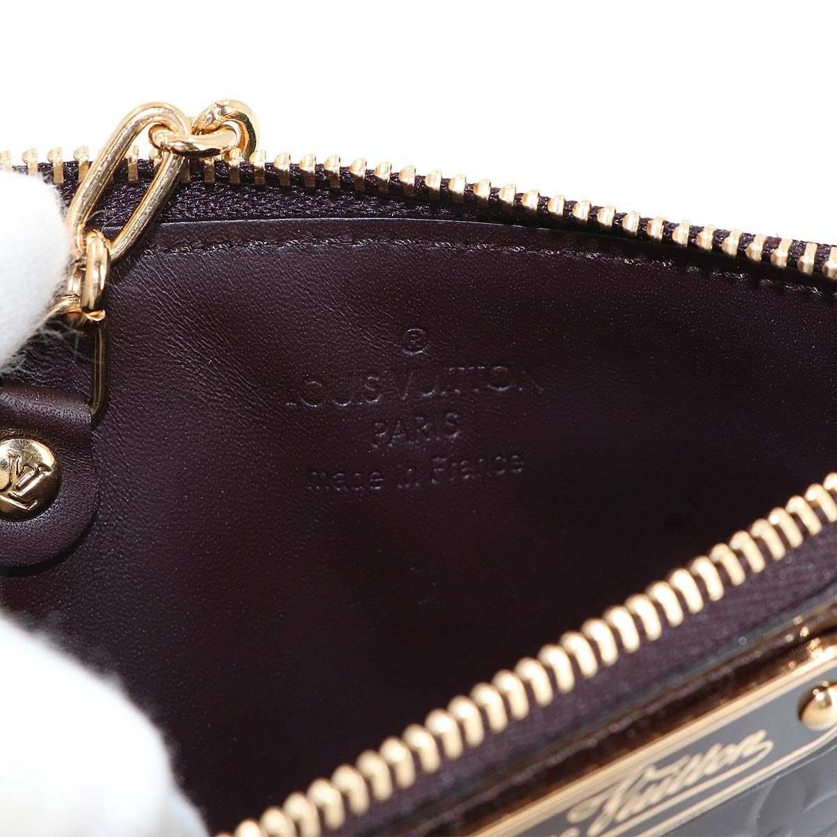 Louis Vuitton Monogram Vernis Pochette Cles NM Coin Case Leather Amarante — view 7