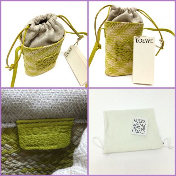 Loewe Basket Shoulder Bag Square Pocket Anagram Irakaya Palm Calf Leather — view 6