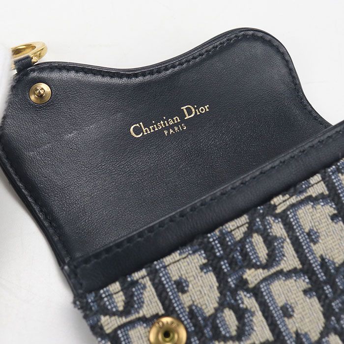 Dior Blue Mukado Holder Saddle Business Card Oblique Credit — view 6