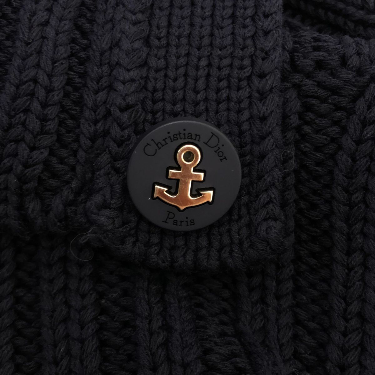 Dior Mariniere D Stripe Turtleneck Border Button Knit 34 Navywhite — view 8