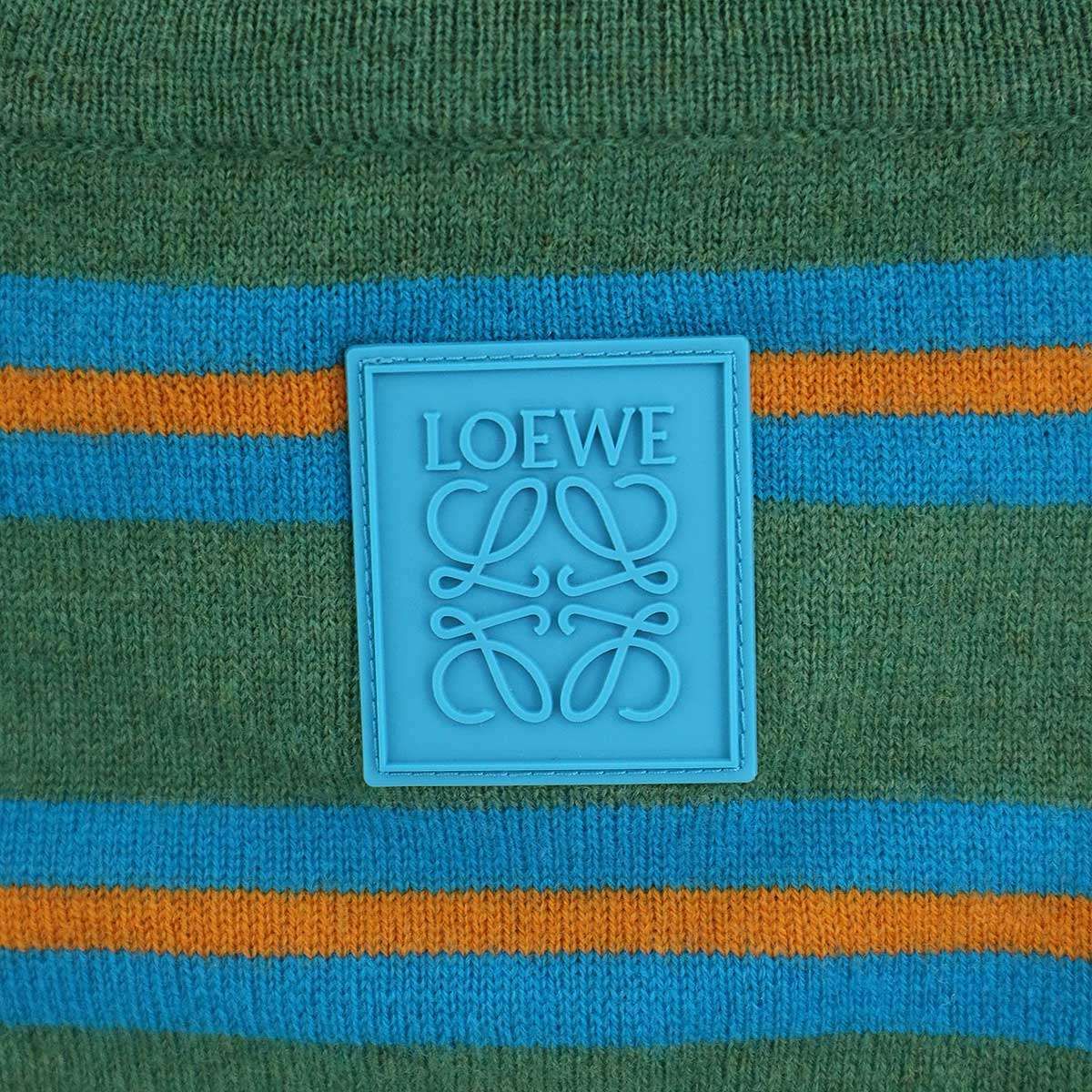 Loewe Cropped Wide Border Knit Polo Shirt Green — view 6