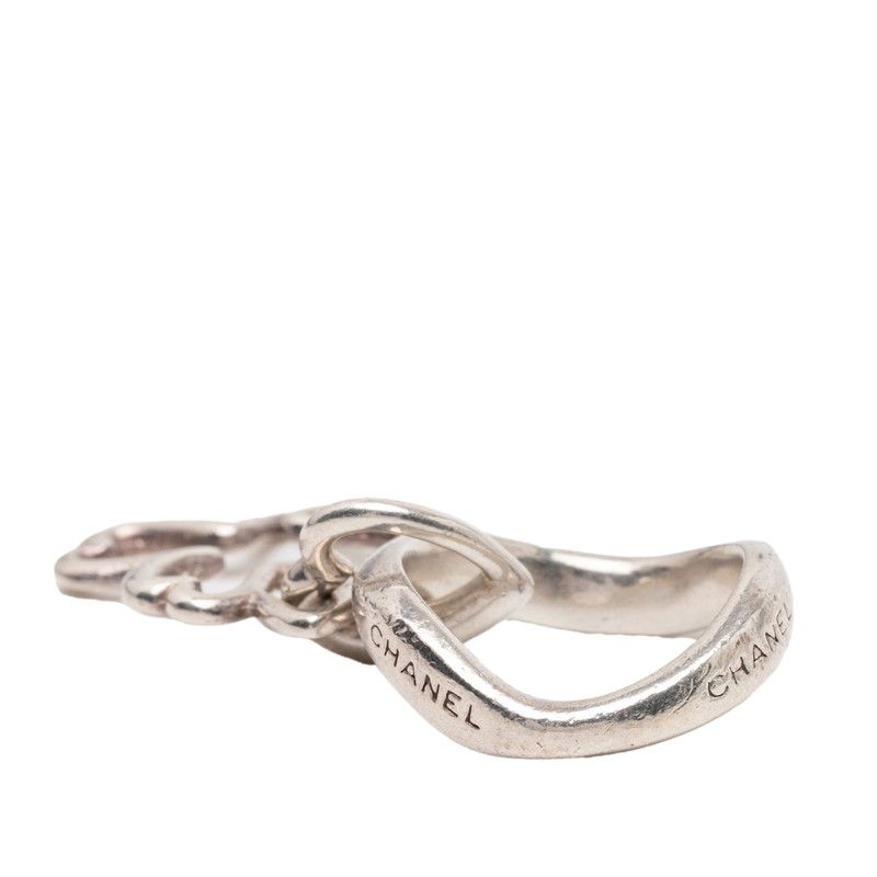Chanel Clover Motif Silver Metal Ring — view 5