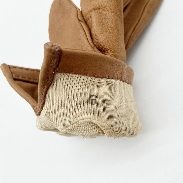 Hermes Gloves Logo Brown Leather Silver — view 4