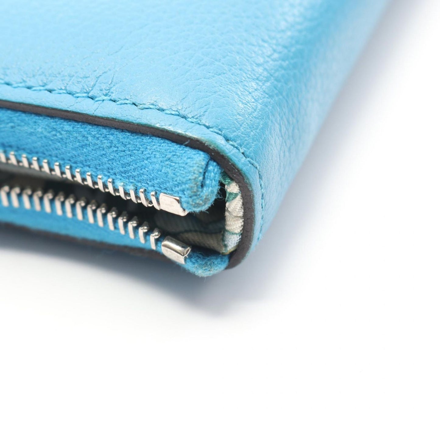 Hermes Round Wallet Azap Compact Silk in Blue Zanzibar Leather — view 9