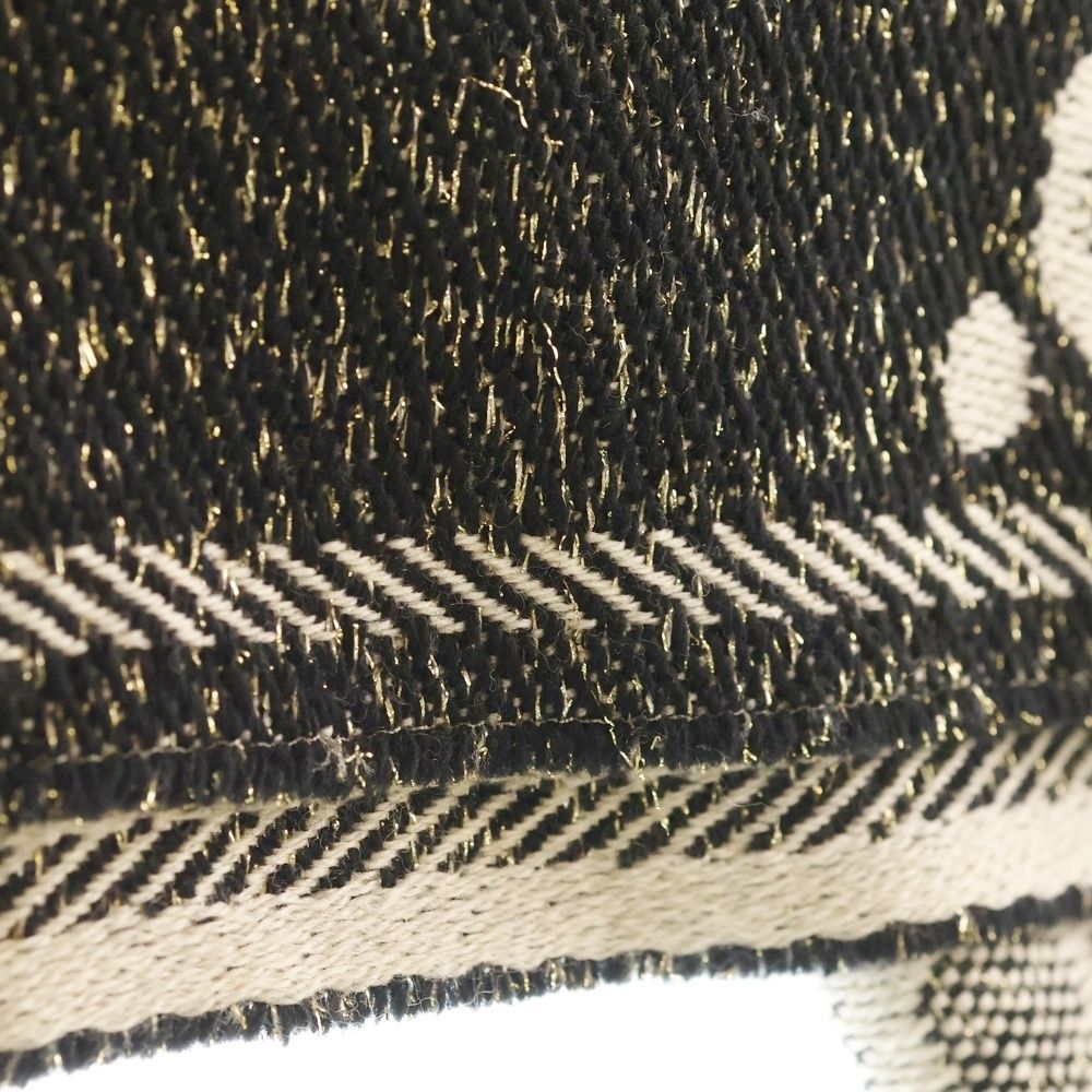 Gucci GG Wool Lame Jaguar Scarf Black Ivory Ivoryblack — view 6