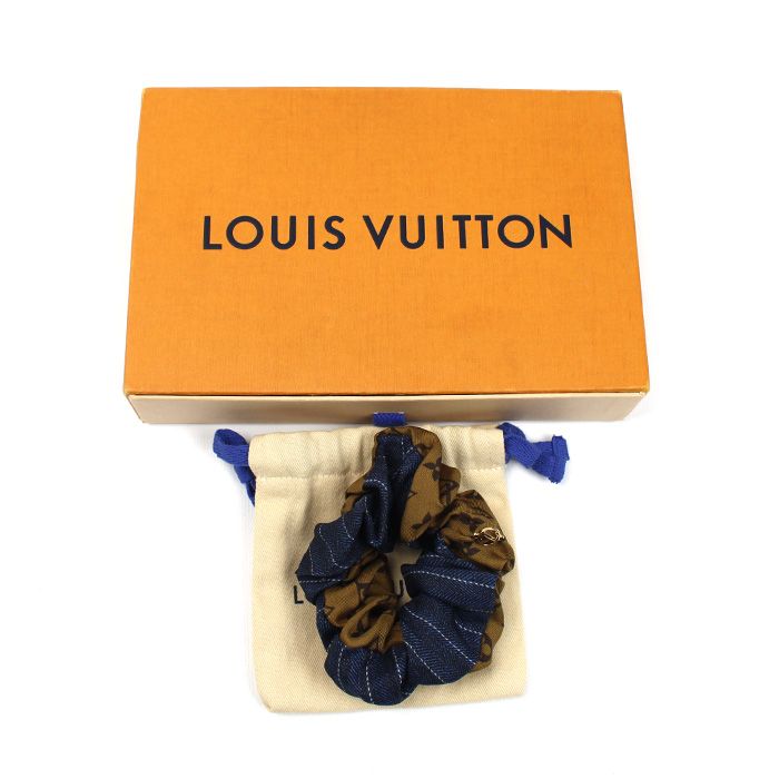 Louis Vuitton Silk Scrunchie Be Mindful Single Brown Navy — view 5