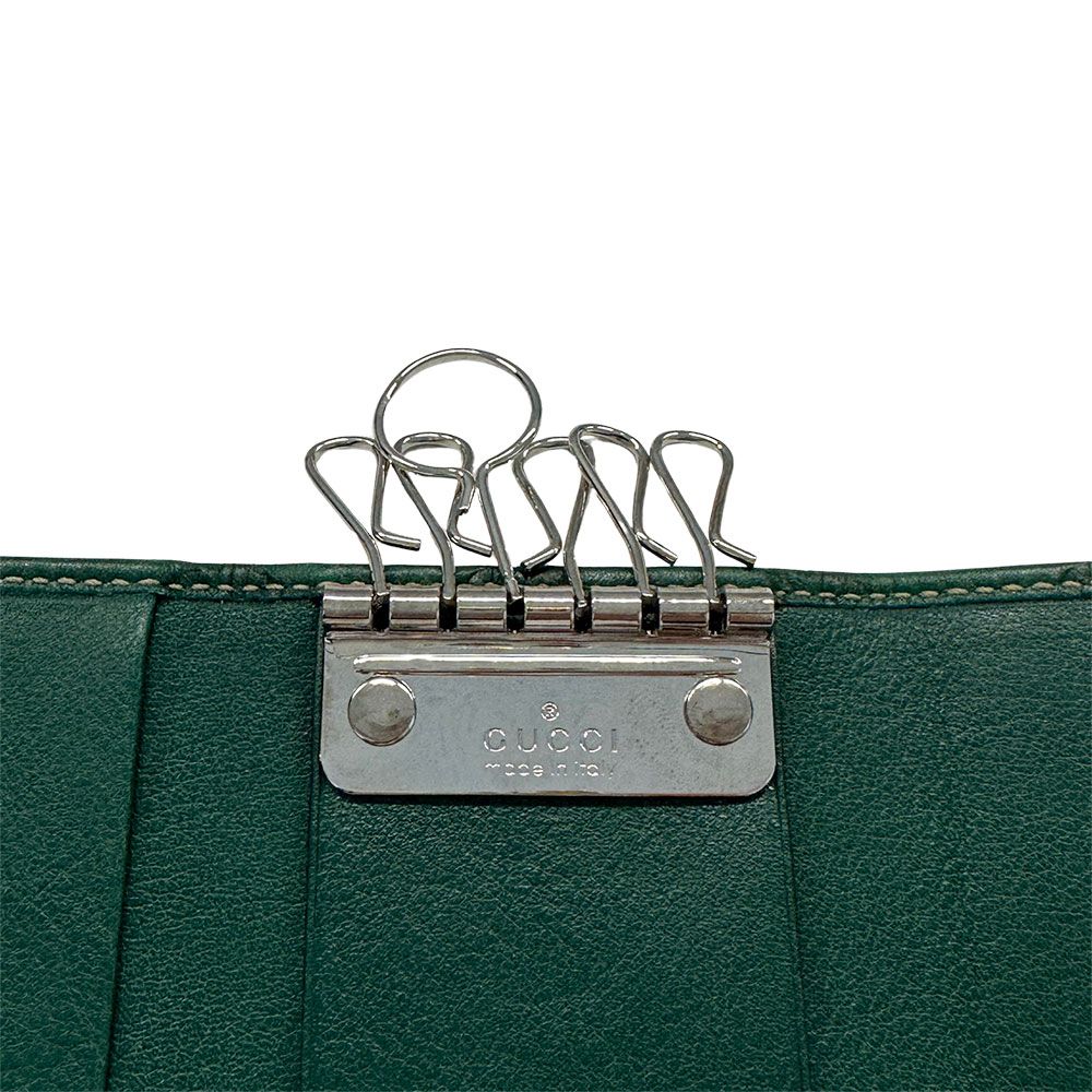 Gucci Key Case Guccissima Leather Green 6 Row Holder — view 9
