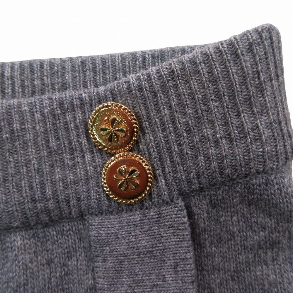 Chanel Vintage Pure Cashmere Knit Tight Skirt Gold Buttons Gray 2 — view 5
