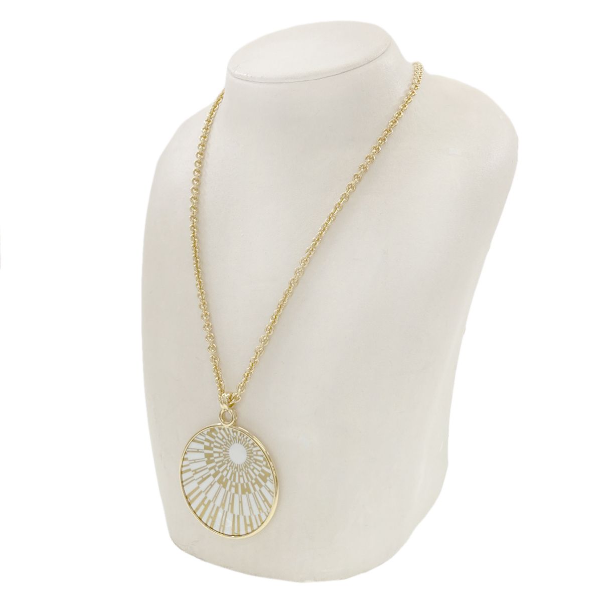 Hermes Medaille Necklace Metal Gold White — view 8