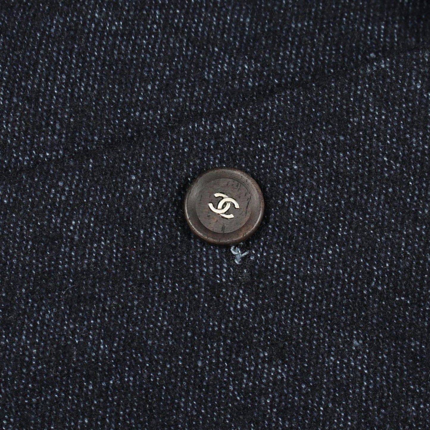 Chanel CC Logo Button Fabric Cashmere Top Shirt Navy Black — view 9