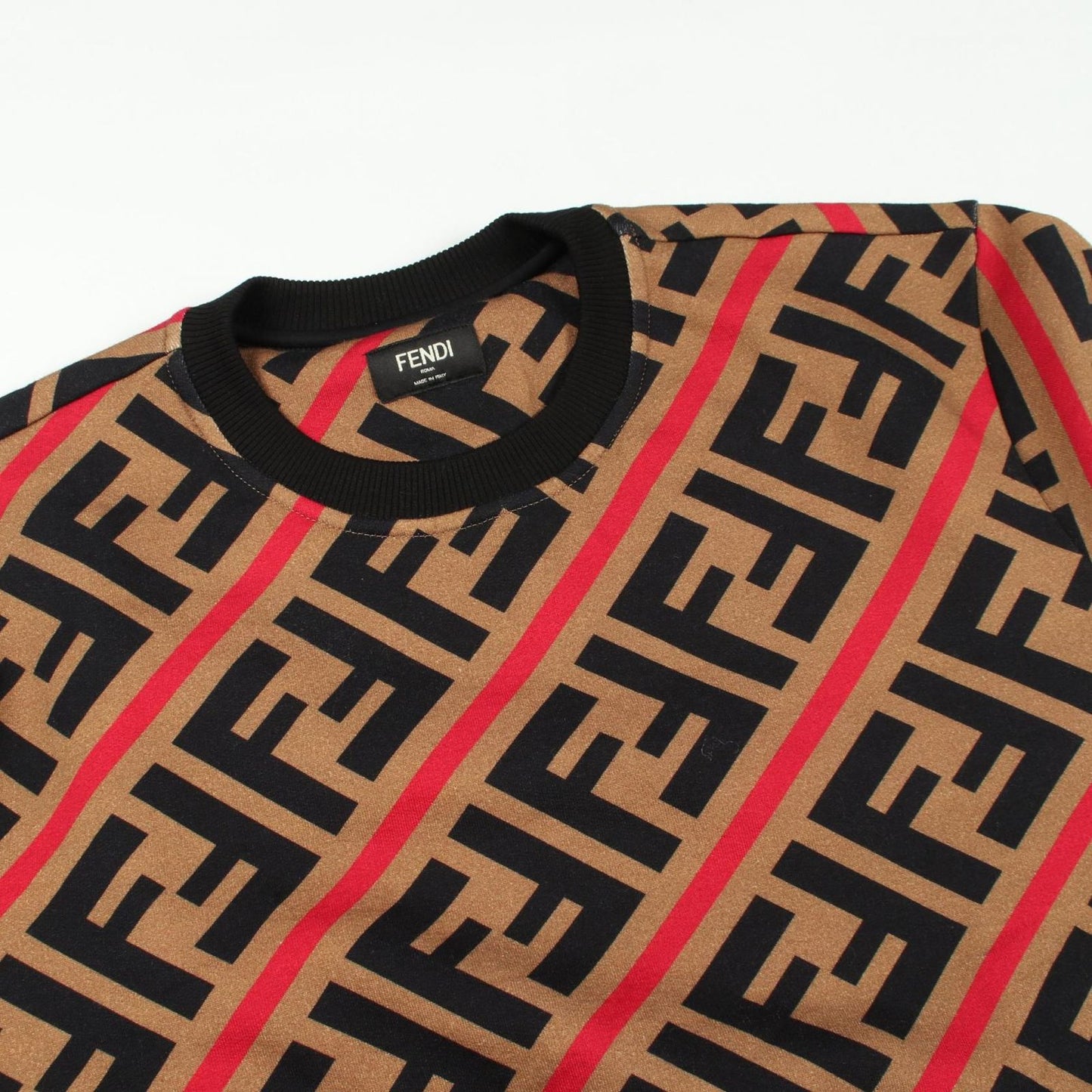 Fendi Sweatshirt Zucca Cotton Khaki Black Red — view 6