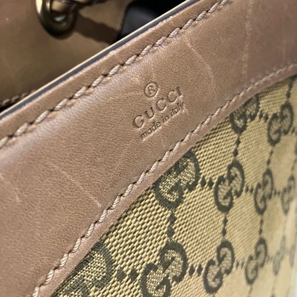 Gucci GG Canvas Leather Tote Shoulder Bag