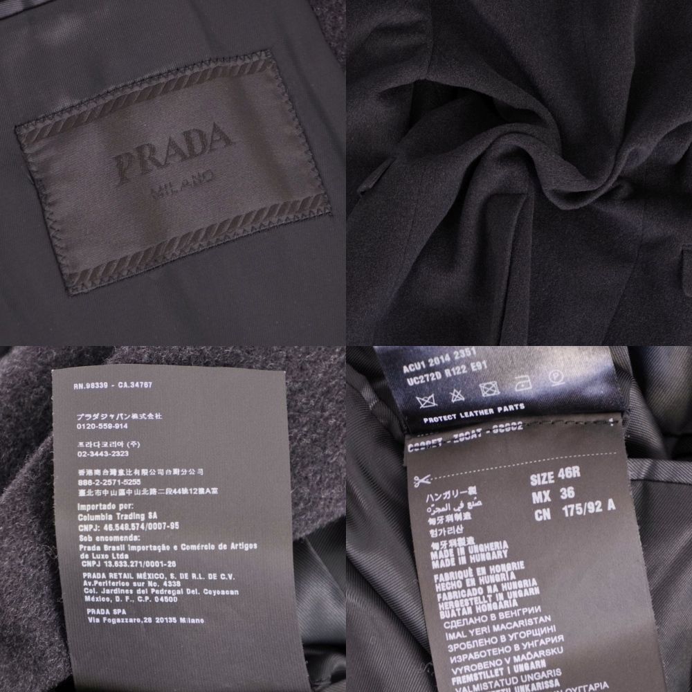Prada Coat Chester Long Wool Cashmi Dark Gray — view 7