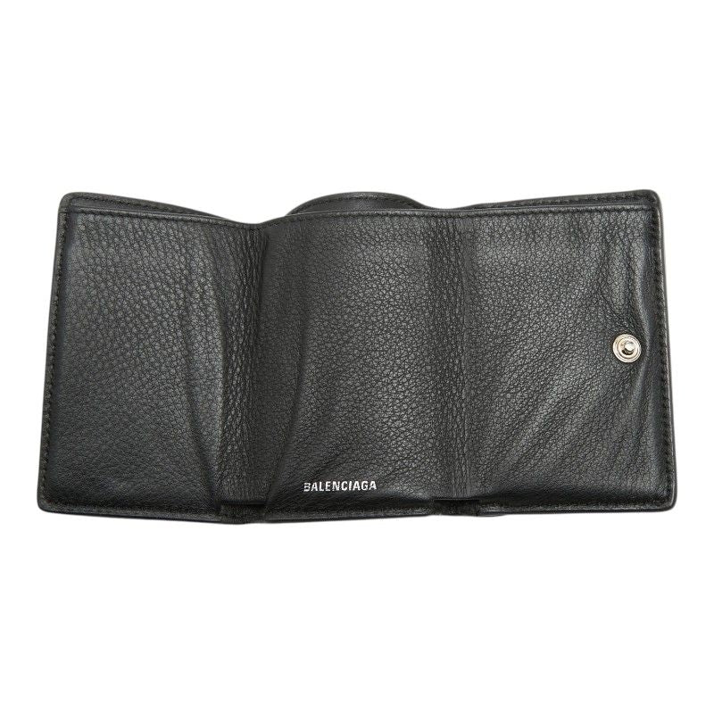 Balenciaga Paper Mini Wallet Trifold Compact Black Leather — view 9